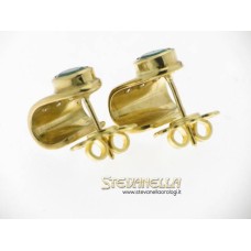 Orecchini oro giallo 18kt con smeraldi brasiliani e diamanti taglio a brillante ct 0,20 colore H purezza IF, grammi 9,60